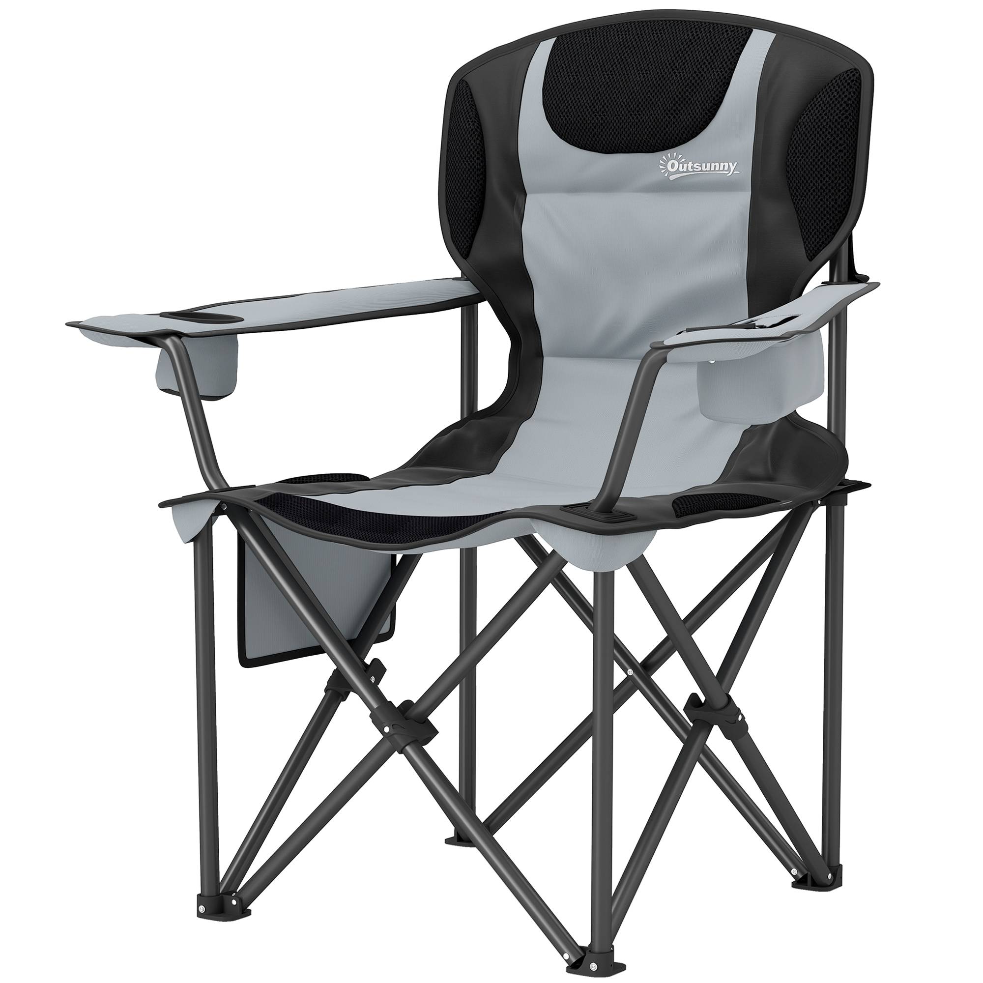 Chaise de camping pliante métal et tissu Oxford noir 94 x 62 x 105 cm - PANGIVO - Image 2