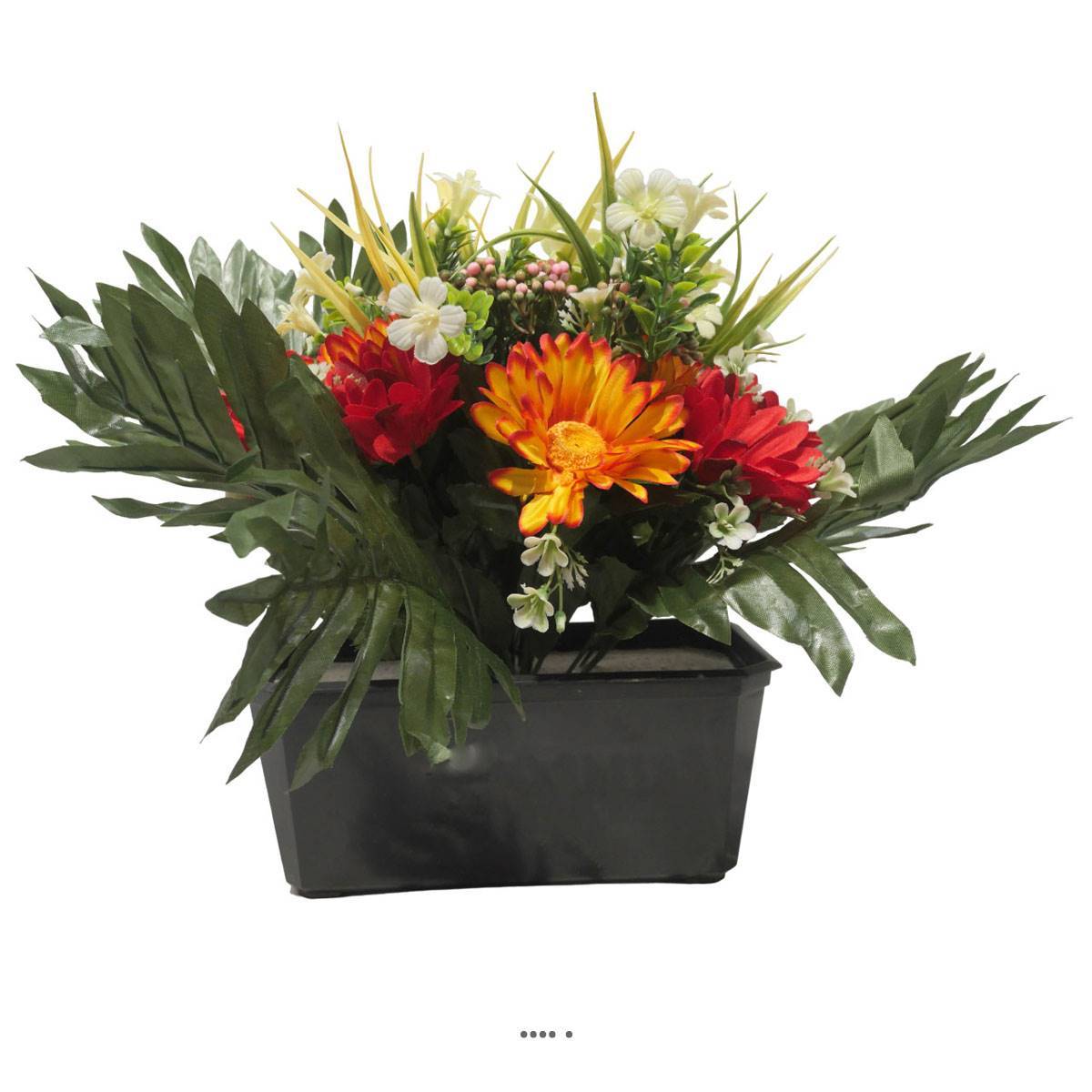 Artificielles - Jardinière fleurs artificielles pour les tombes gerbera et Mini fleurs Rouge - couleur: Rouge - Imagen 2