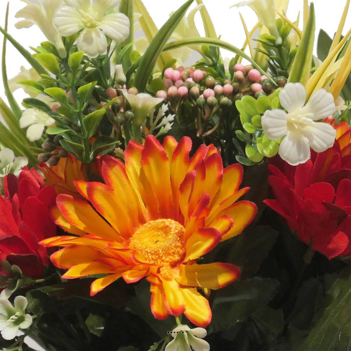 Artificielles - Jardinière fleurs artificielles pour les tombes gerbera et Mini fleurs Rouge - couleur: Rouge - Imagen 3