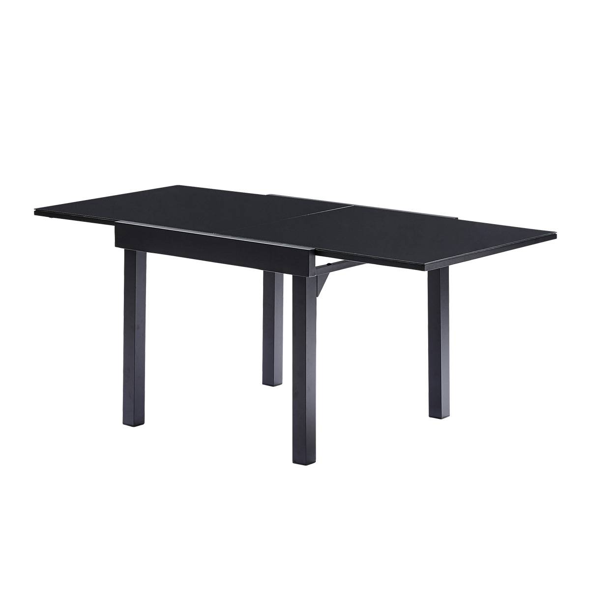 Wilsa Garden - Ensemble MODULO 4/8p en aluminium noir et verre noir modulable, 4 fauteuils et 4 chaises pliantes - Imagen 4
