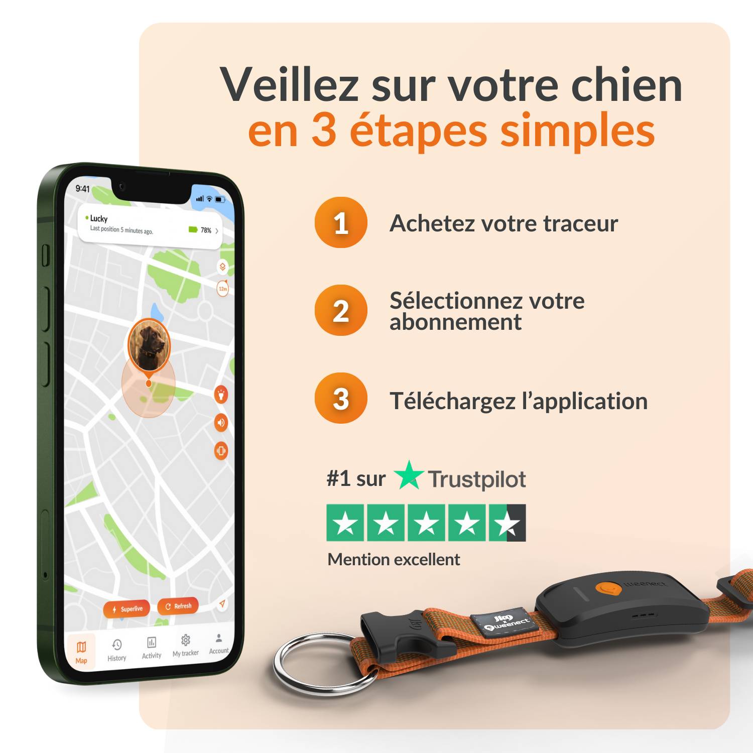 Weenect - Weenect XT - collier gps pour chien (orange) - Image 7