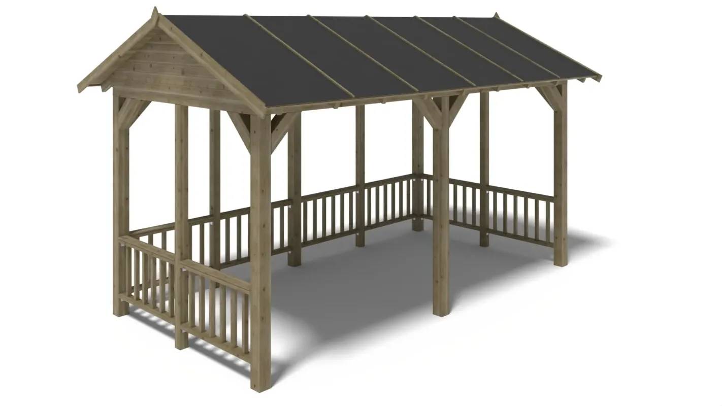 Altanka - Pergola de jardin 5x3.06m avec panneaux - traité - ALT122 - Imagen 8