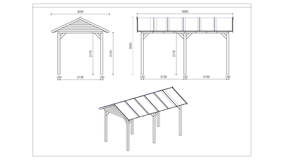 Altanka - Pergola de jardin 5x3.06m avec panneaux - traité - ALT122 - Imagen 3