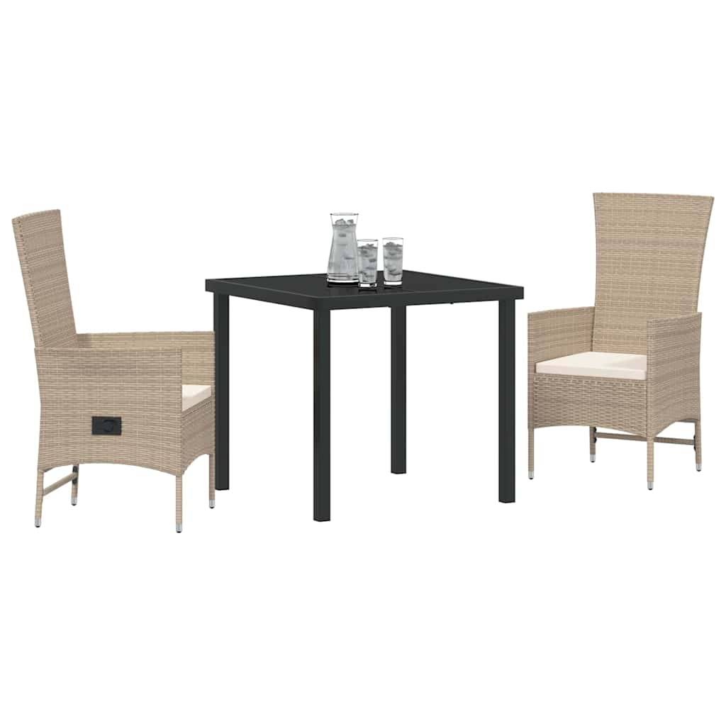 ComfortXL - Petit Salon de Jardin 3 Pièces Polyrotin Beige Fauteuils Inclinables pour Balcon – ComfortXL Outdoor Living - Image 3