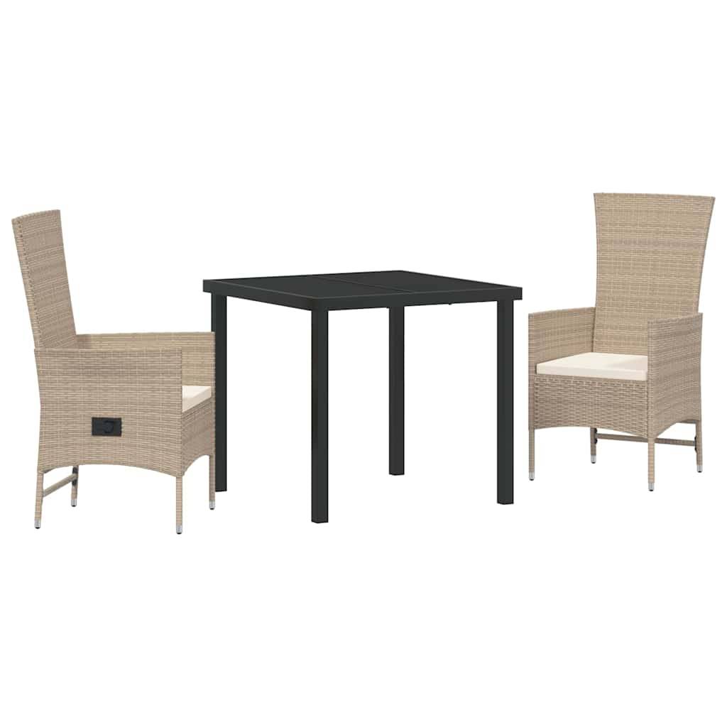 ComfortXL - Petit Salon de Jardin 3 Pièces Polyrotin Beige Fauteuils Inclinables pour Balcon – ComfortXL Outdoor Living - Image 2