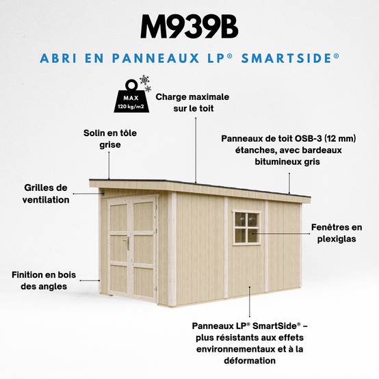 Timbela - Abri de Jardin Qualité Premium 8,68 m² - H231x248x412 cm sans plancher e paroi latérale - Timbela M939B-REDWOOD RED - Image 9