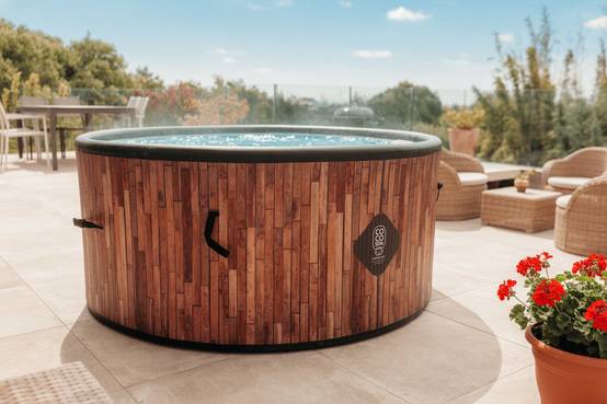 Spa gonflable 2 places chauffant & massant imitation bois 150cm - Image 3