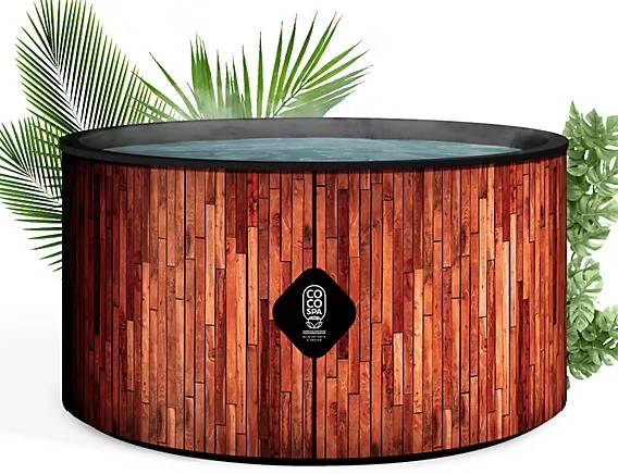 Spa gonflable 2 places  chauffant & massant imitation bois 150cm - Image 1
