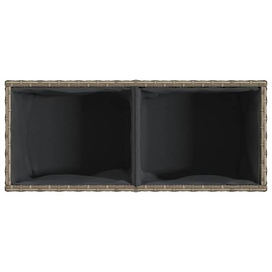 Jardinière | Pot de fleurs | Cache-pot | Bac à fleurs avec 2 pots gris 72x30x32 cm résine tressée - Image 8