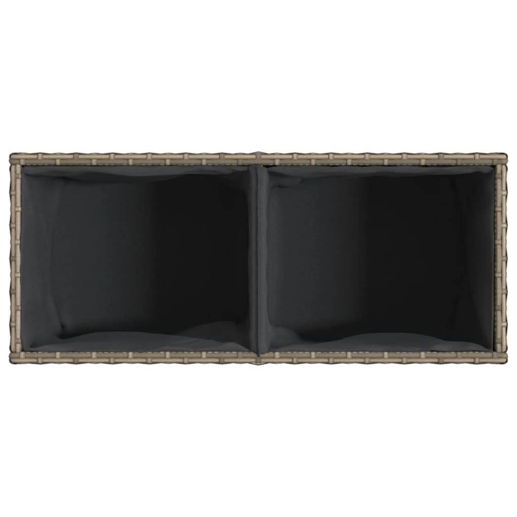 Jardinière | Pot de fleurs | Cache-pot | Bac à fleurs avec 2 pots gris 72x30x32 cm résine tressée - Image 8