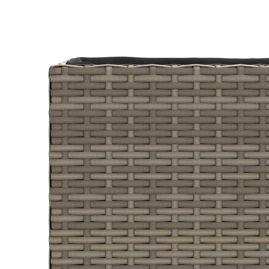 Jardinière | Pot de fleurs | Cache-pot | Bac à fleurs avec 2 pots gris 72x30x32 cm résine tressée - Image 10