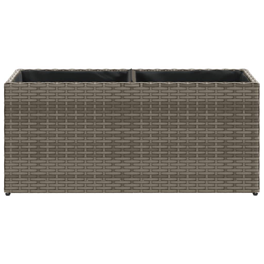 Jardinière | Pot de fleurs | Cache-pot | Bac à fleurs avec 2 pots gris 72x30x32 cm résine tressée - Image 5