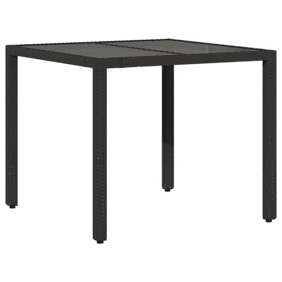 Salon de Jardin 4 Personnes Résine Tressée Coussins Confort Table Verre 90x90cm Noir – ComfortXL Outdoor Living - Image 4