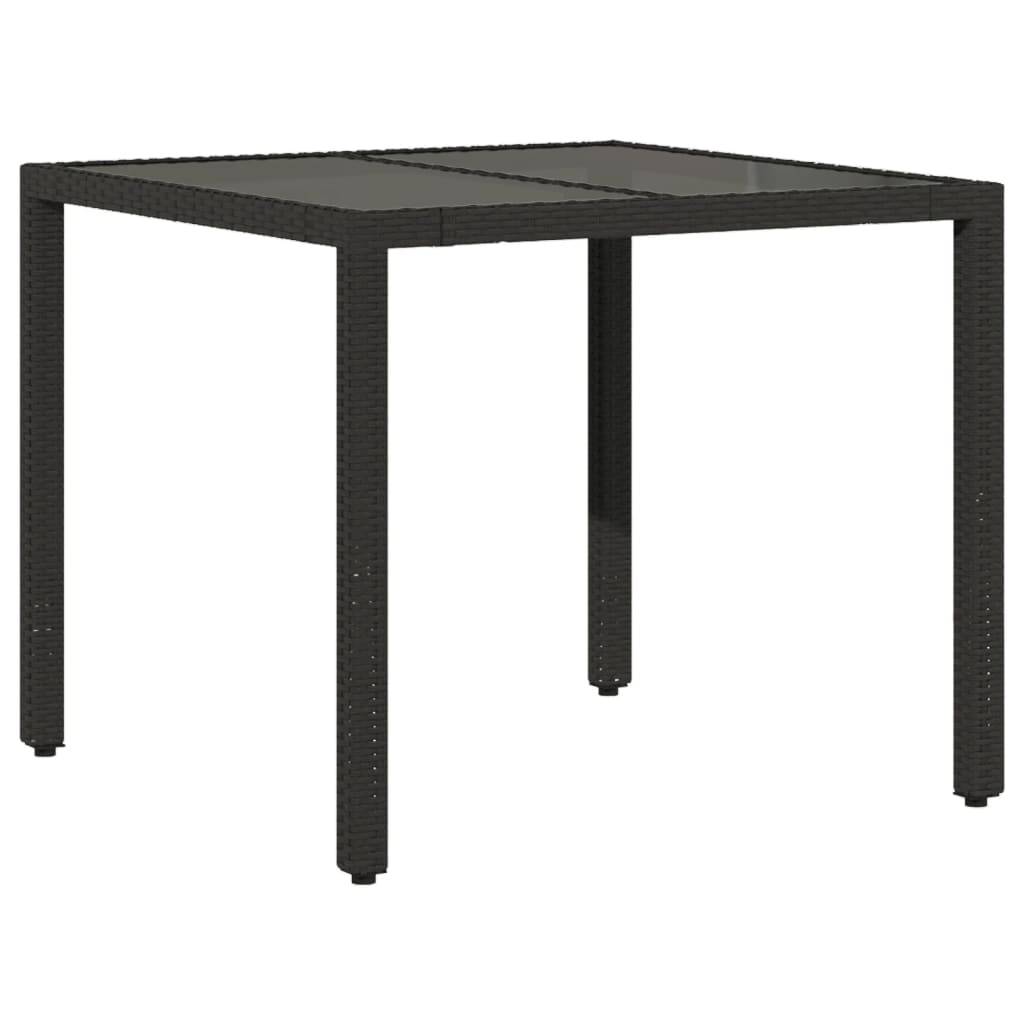 Salon de Jardin 4 Personnes Résine Tressée Coussins Confort Table Verre 90x90cm Noir – ComfortXL Outdoor Living - Image 4