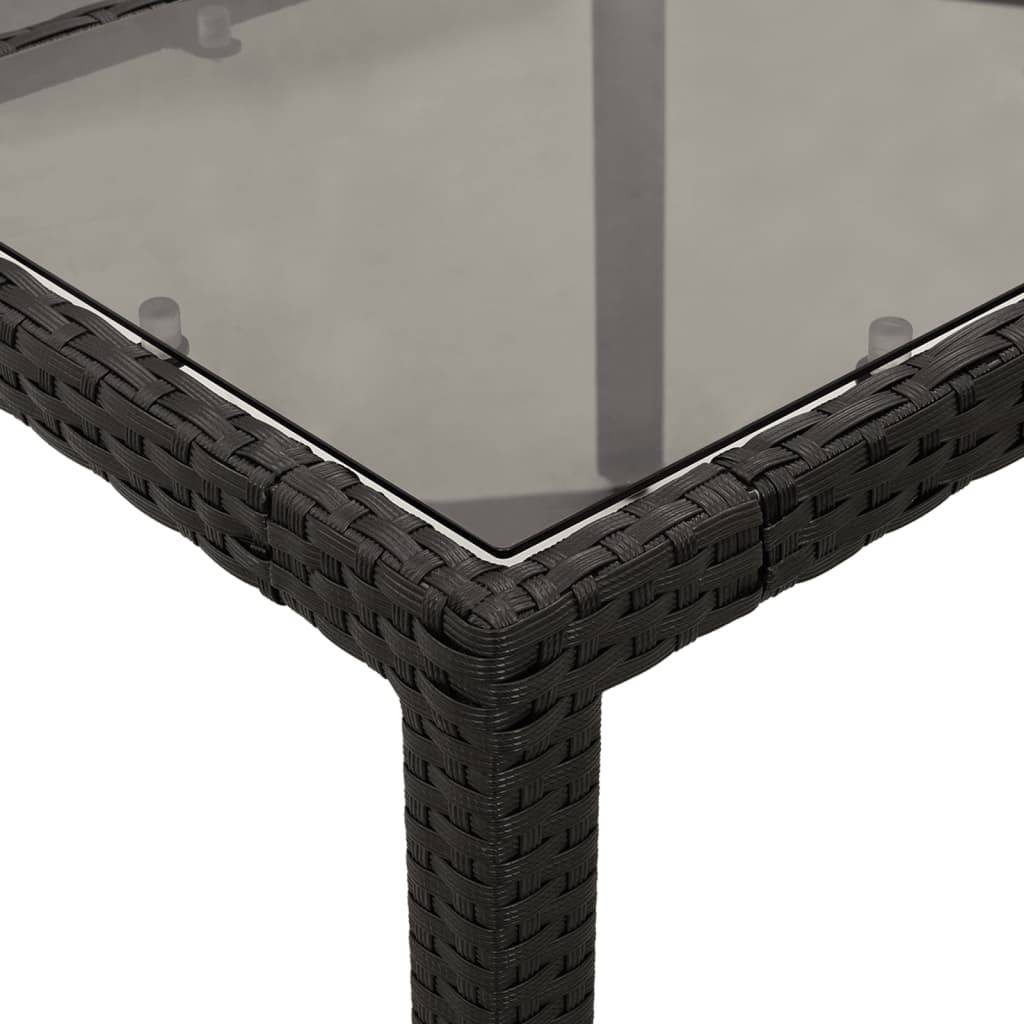 Salon de Jardin 4 Personnes Résine Tressée Coussins Confort Table Verre 90x90cm Noir – ComfortXL Outdoor Living - Image 6