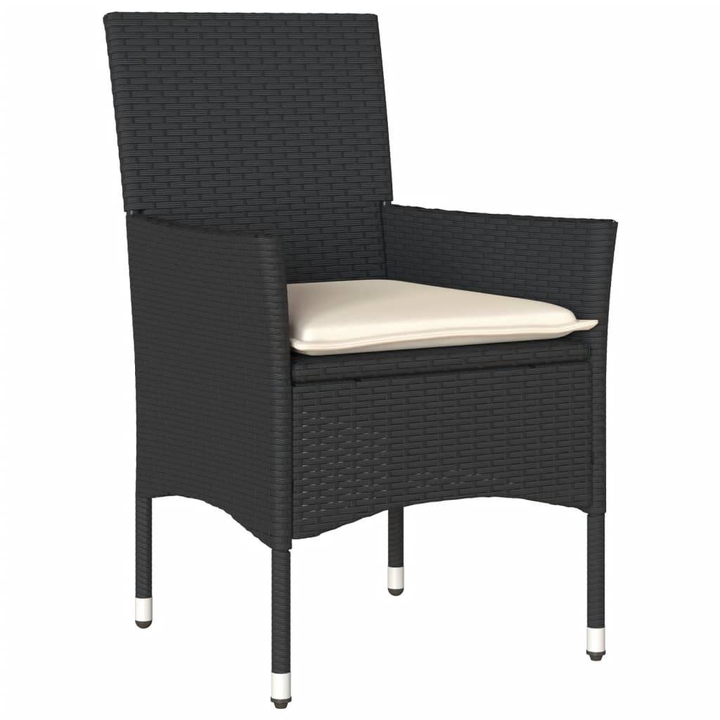 Salon de Jardin 4 Personnes Résine Tressée Coussins Confort Table Verre 90x90cm Noir – ComfortXL Outdoor Living - Image 3