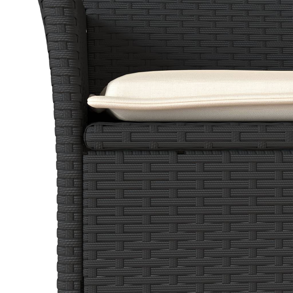 Salon de Jardin 4 Personnes Résine Tressée Coussins Confort Table Verre 90x90cm Noir – ComfortXL Outdoor Living - Image 5