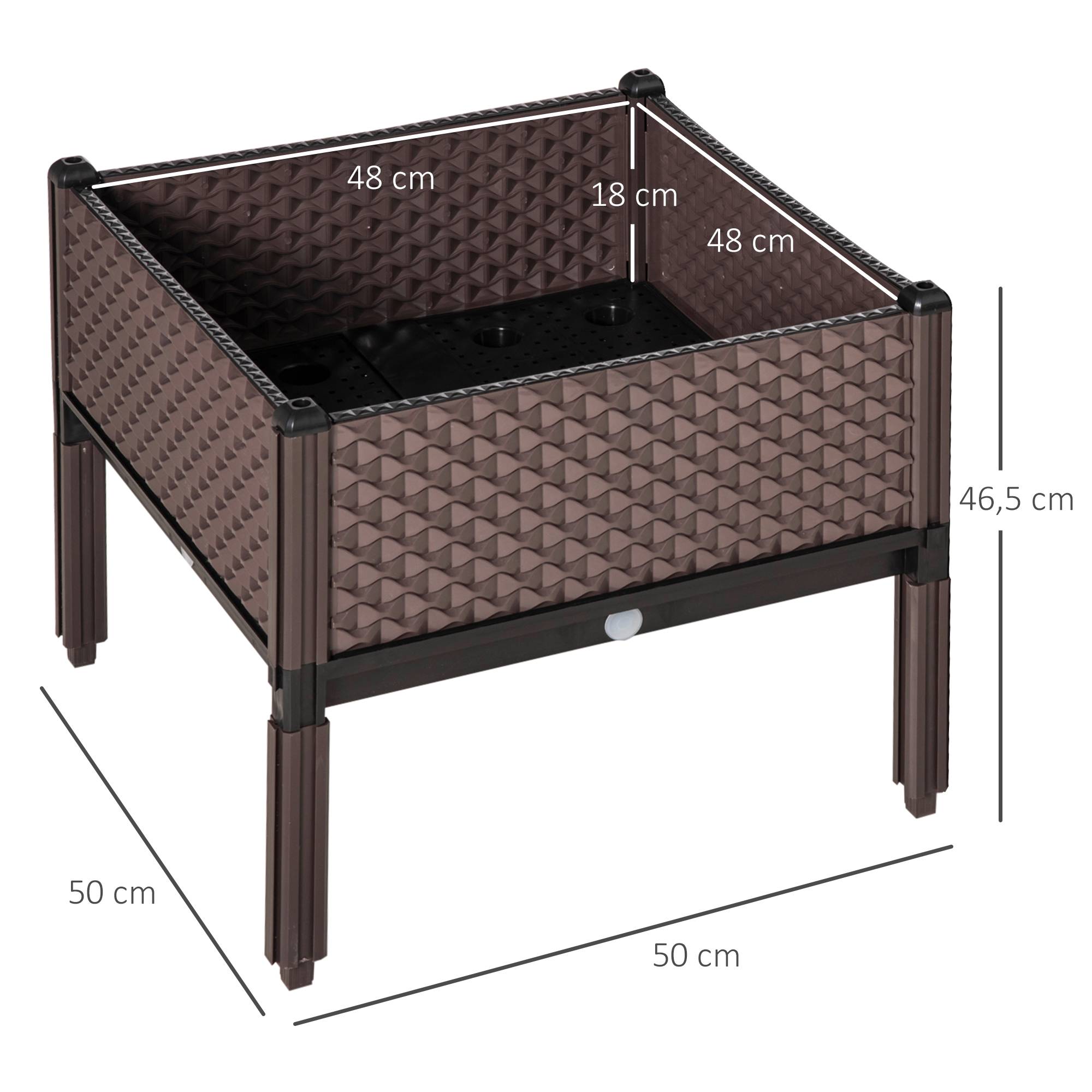 Sans Marque - Ensemble 2 jardinières extérieur carrées surélevées combinaison libre 50x50x46,5 cm marron - Image 5