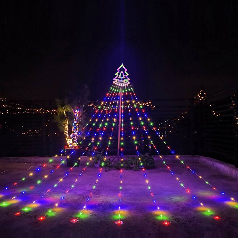 Guirlandes lumineuses de décoration de noël en plein air, lumières colorées, prises européennes, lumières de cascade d'arbre de noël
