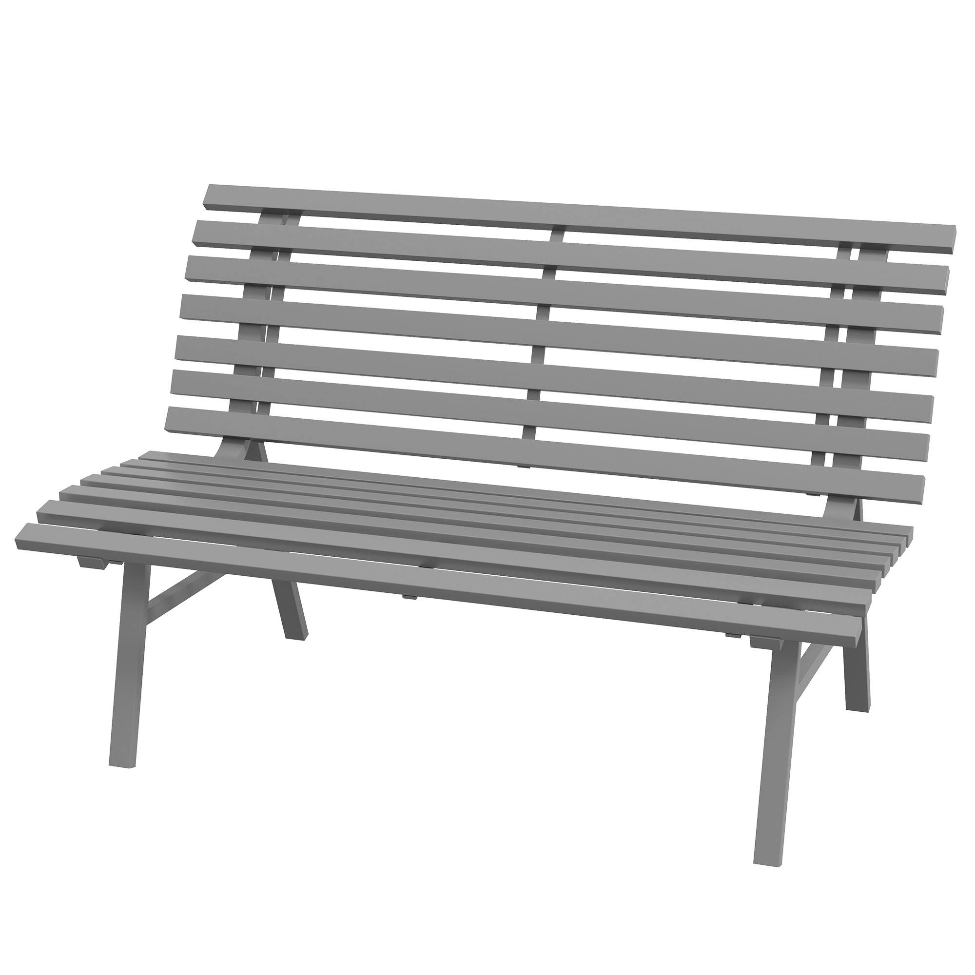 Banc de jardin, banc de parc, design à lattes, résistant aux intempéries, aluminium, 123 x 67 x 79 cm, gris - Image 2