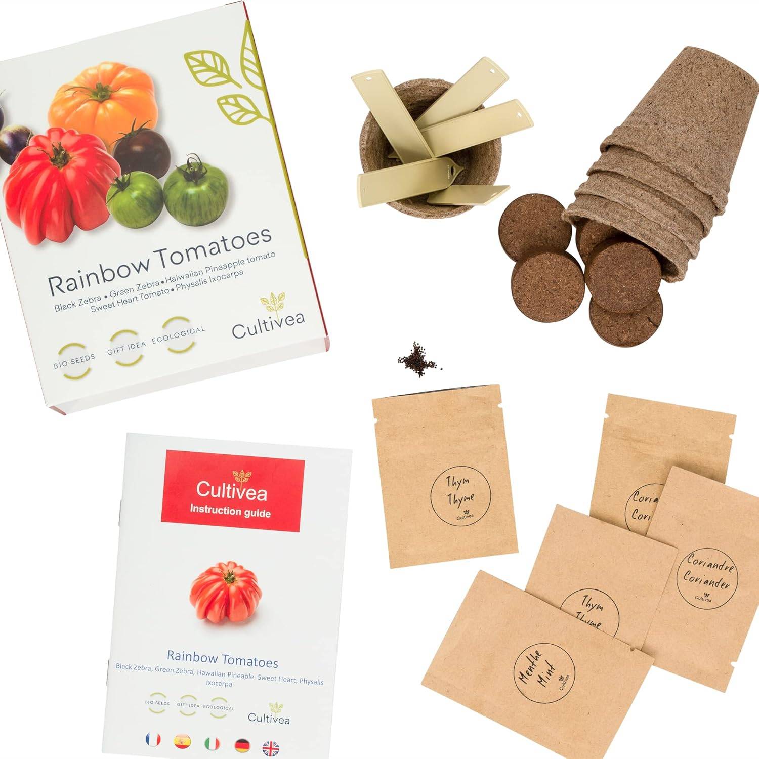 Kit Prêt à Pousser Tomates colorées (Black zebra, Green Zebra, Hawaiian Pineaple) - CULTIVEA® - Image 2