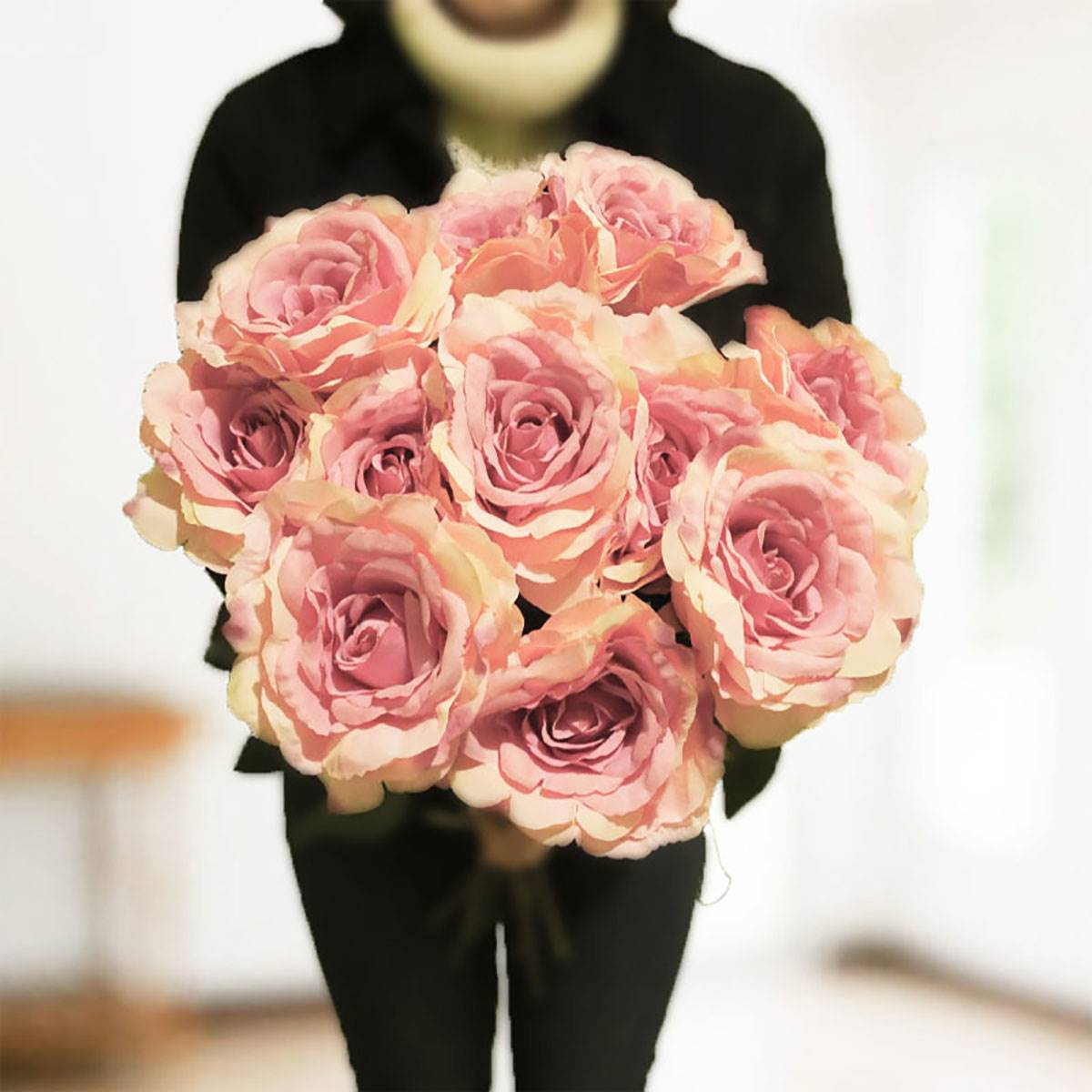 Bouquet de 11 roses artificielles Saint Valentin Tendresse H 75 cm - Image 2
