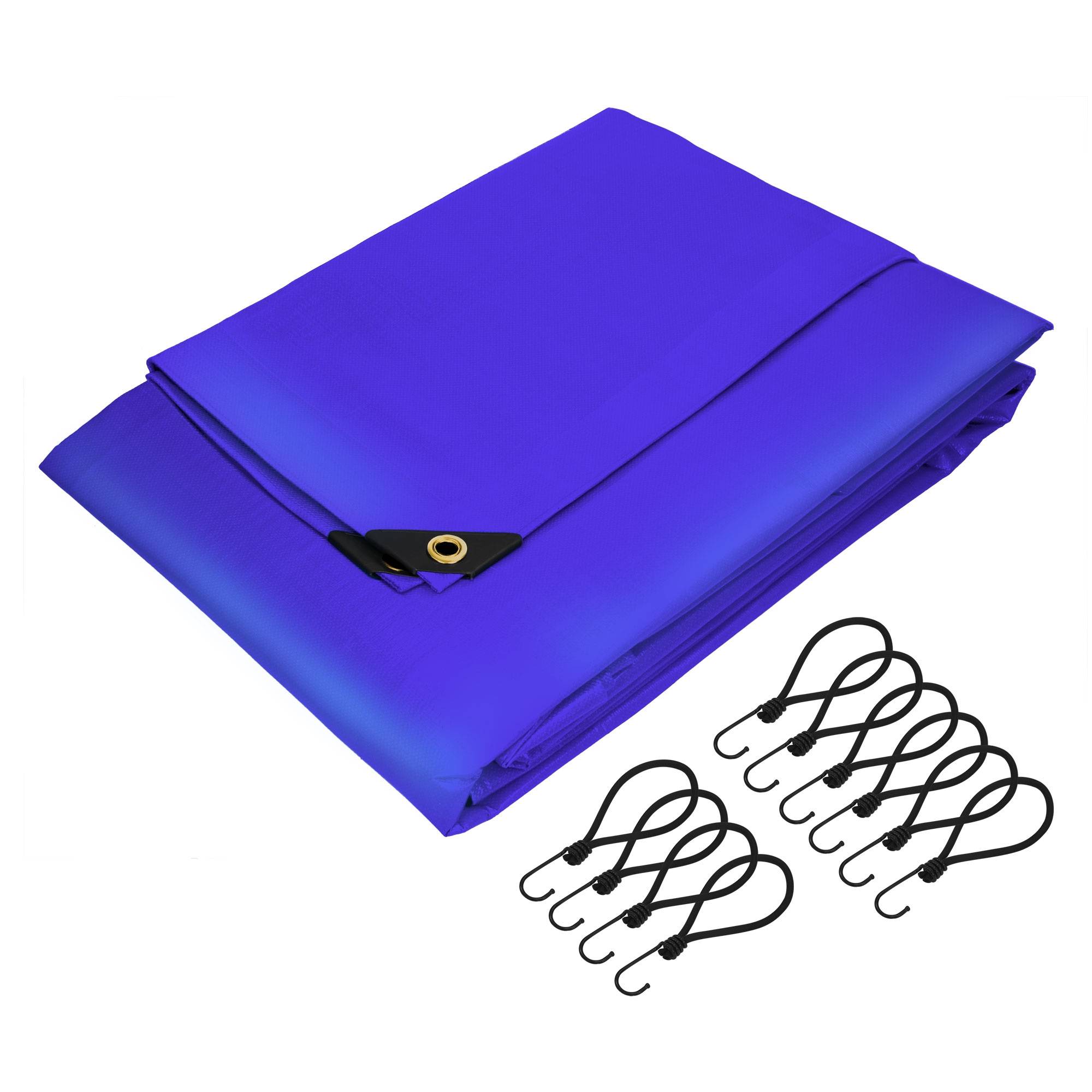 Ecd-Germany - Bâche de Protection Premium avec Œillets + 10 Crochets, 5x8m 40m², 650g/m², Bleu, Tissu PVC, Indéchirable, Imperméable - Imagen 1
