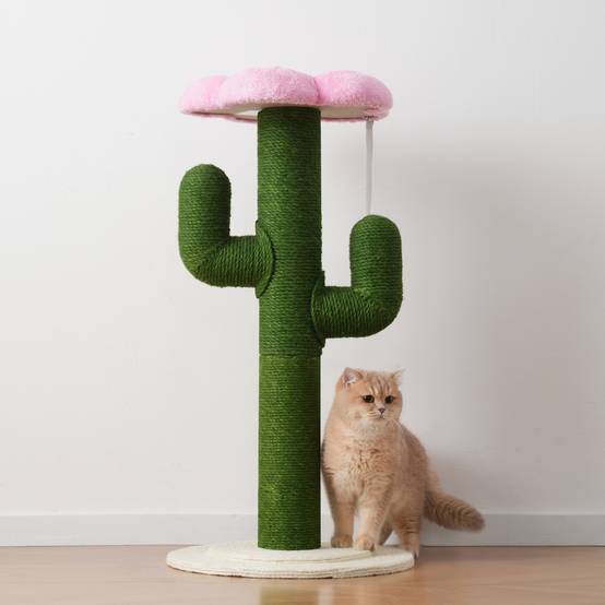 Arbre à chat en forme de cactus – 90 cm avec colonnes en sisal épaisses et protection contre les basculements, design vert - PANGIVO - Image 10