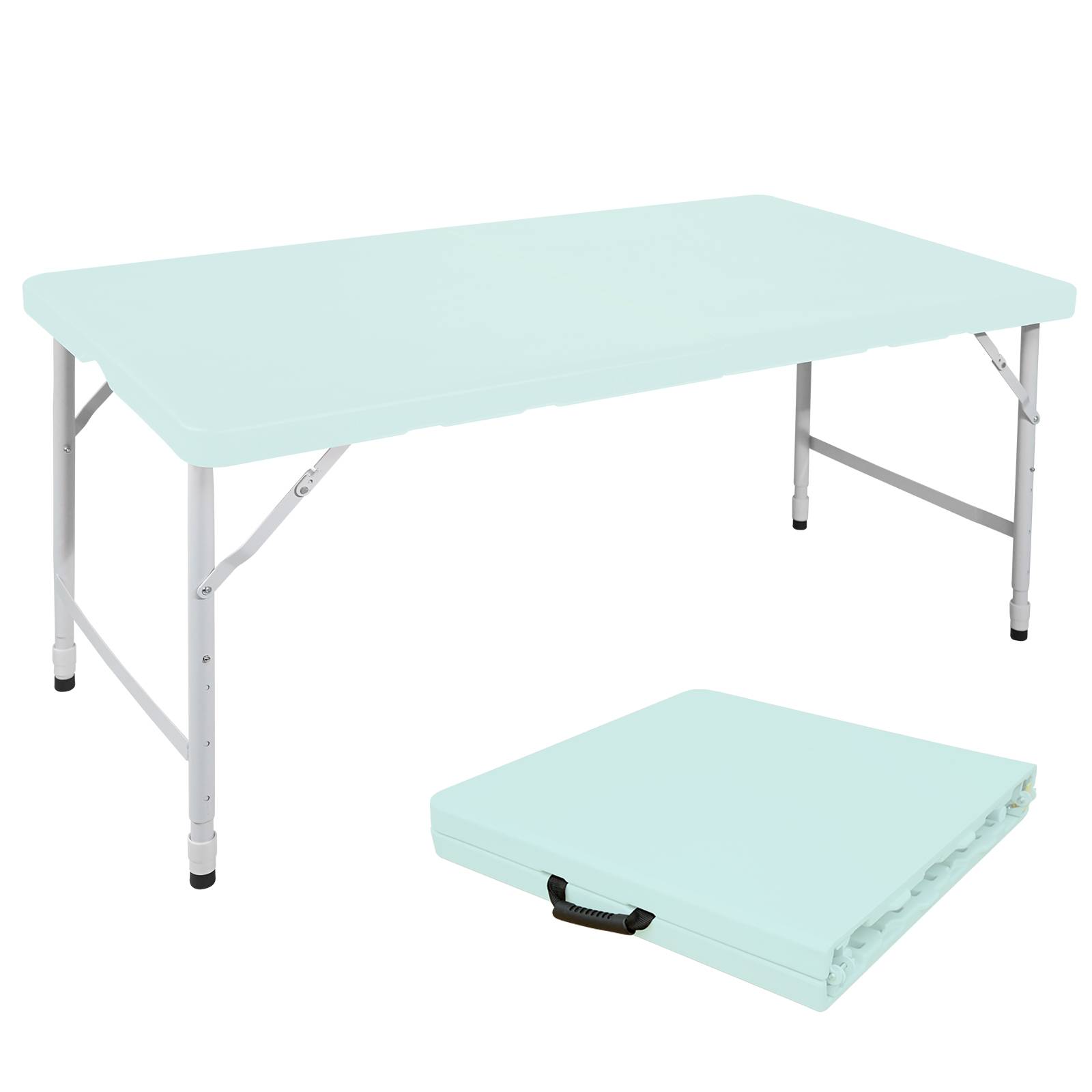 Table pliante portable métal et plastique bleu 125 x 61 x 74 cm - PANGIVO - Image 1