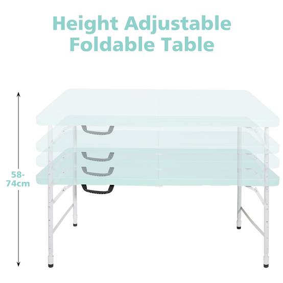 Table pliante portable métal et plastique bleu 125 x 61 x 74 cm - PANGIVO - Image 3