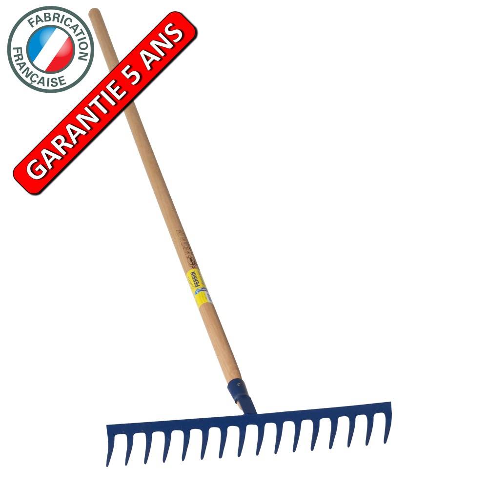 Outils Perrin - Râteau forgé 16 dents courbes manche bois 1,50 m, outil trempé haute résistance, jardin Outils Perrin