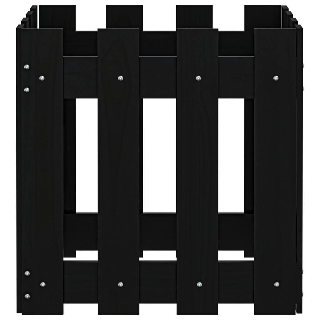 Maison Chic - Jardinière - Bac à fleurs - Pot de fleurs avec design de clôture noir 40x40x40 cm pin massif - Image 6