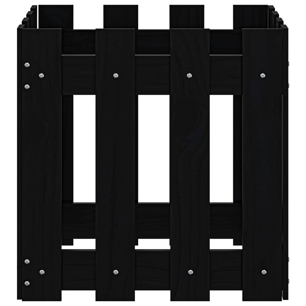 Maison Chic - Jardinière - Bac à fleurs - Pot de fleurs avec design de clôture noir 40x40x40 cm pin massif - Image 5