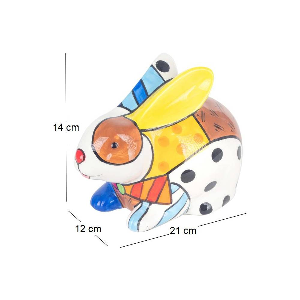 Origen - Tirelire en dolomite peinture multicolore Lapin - Imagen 4