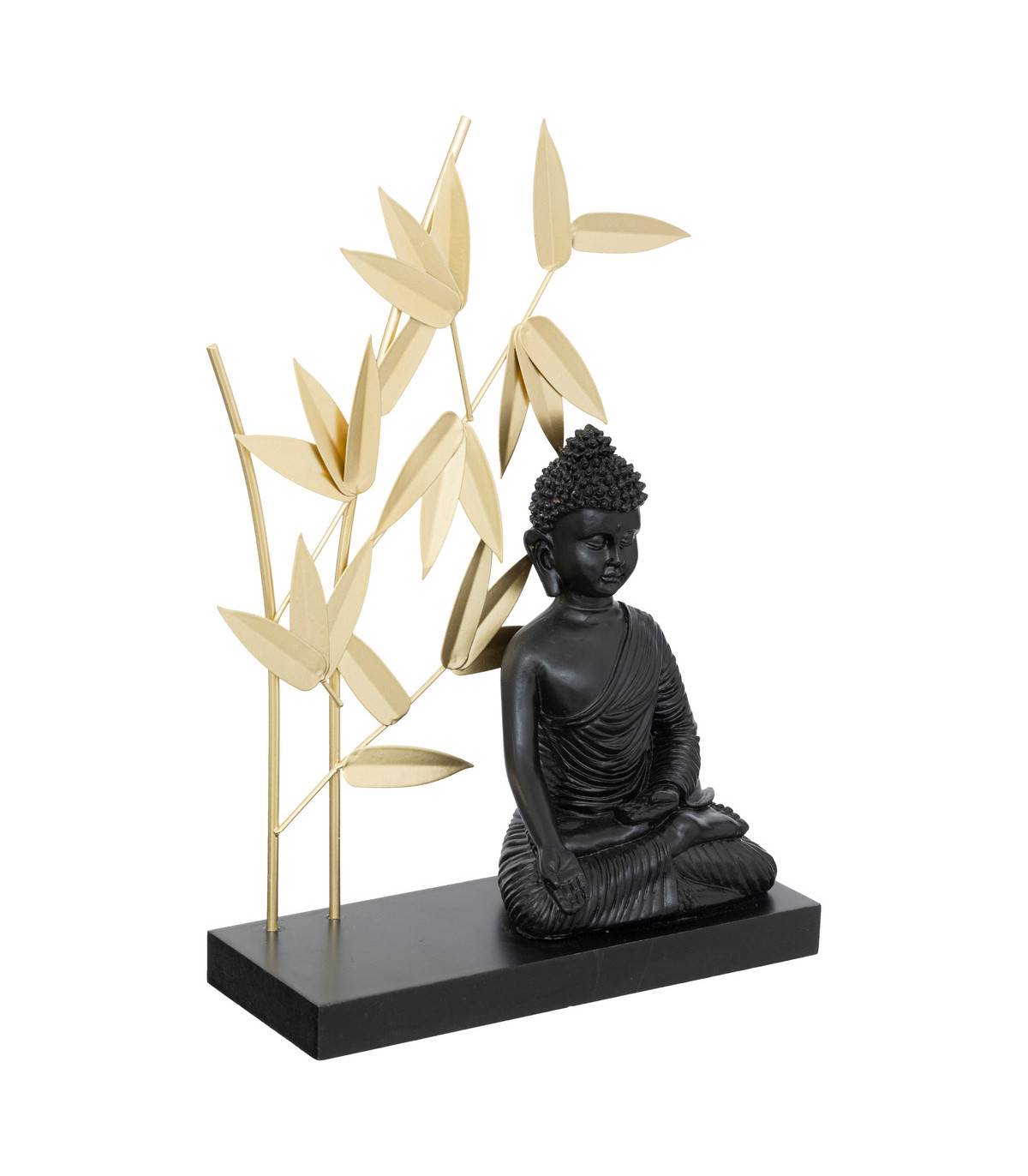Objet déco Bouddha en résine Noire et métal Doré H 31 cm - Imagen 1