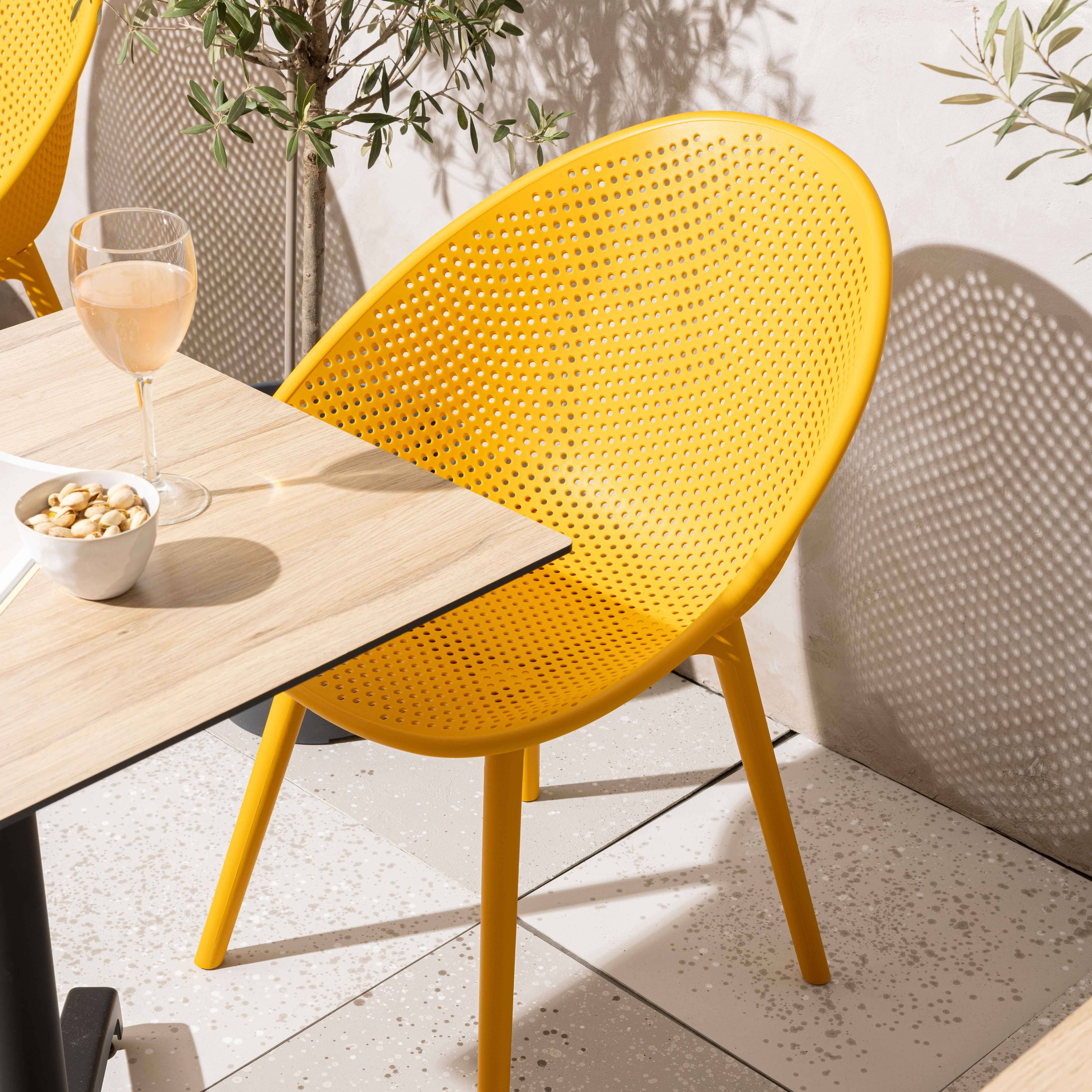 Oviala - Lot de 4 chaises de terrasse en plastique jaune moutarde Buda - Oviala - Imagen 2