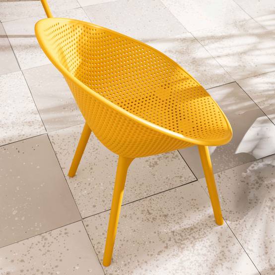 Oviala - Lot de 4 chaises de terrasse en plastique jaune moutarde Buda - Oviala - Imagen 3
