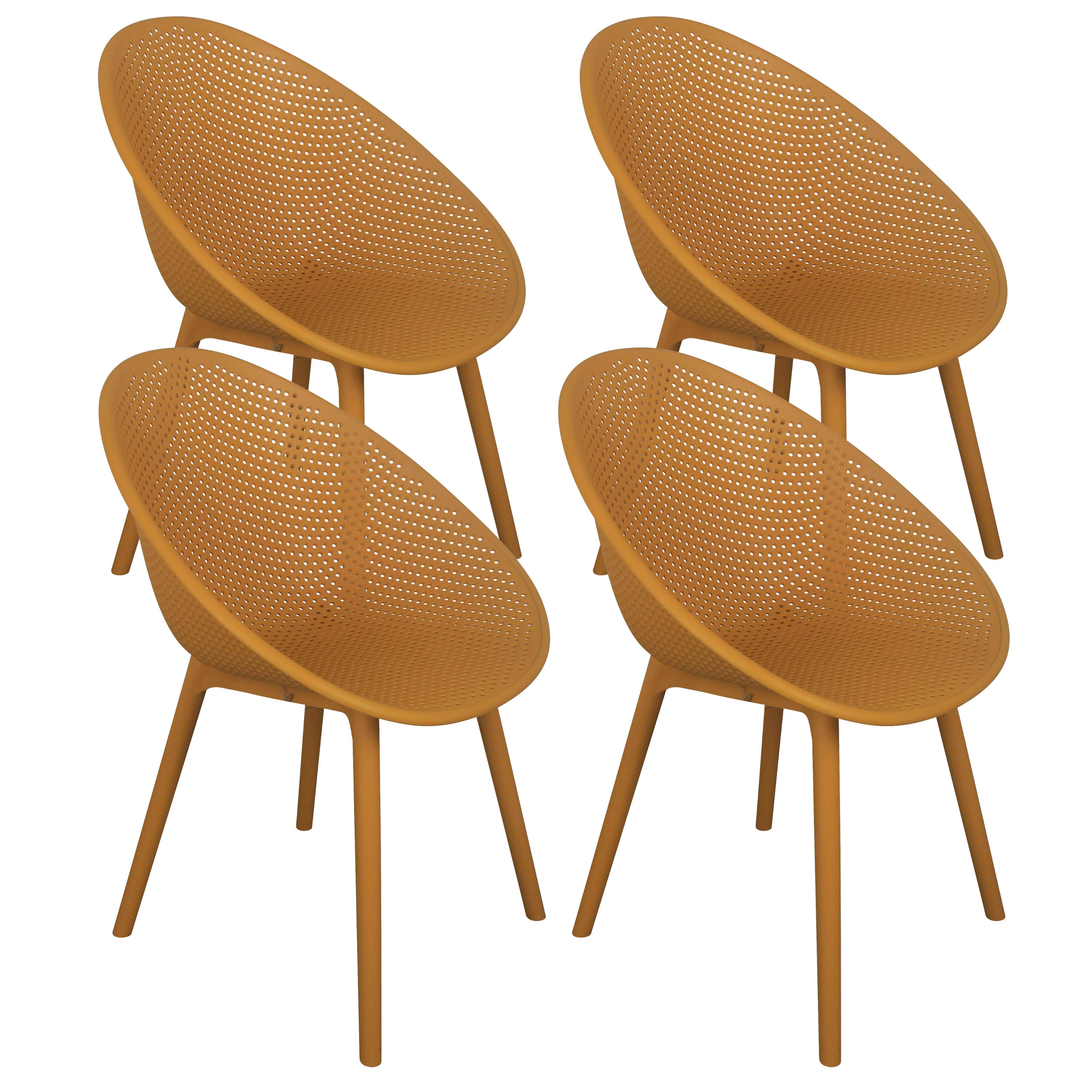Oviala - Lot de 4 chaises de terrasse en plastique jaune moutarde Buda - Oviala - Imagen 1