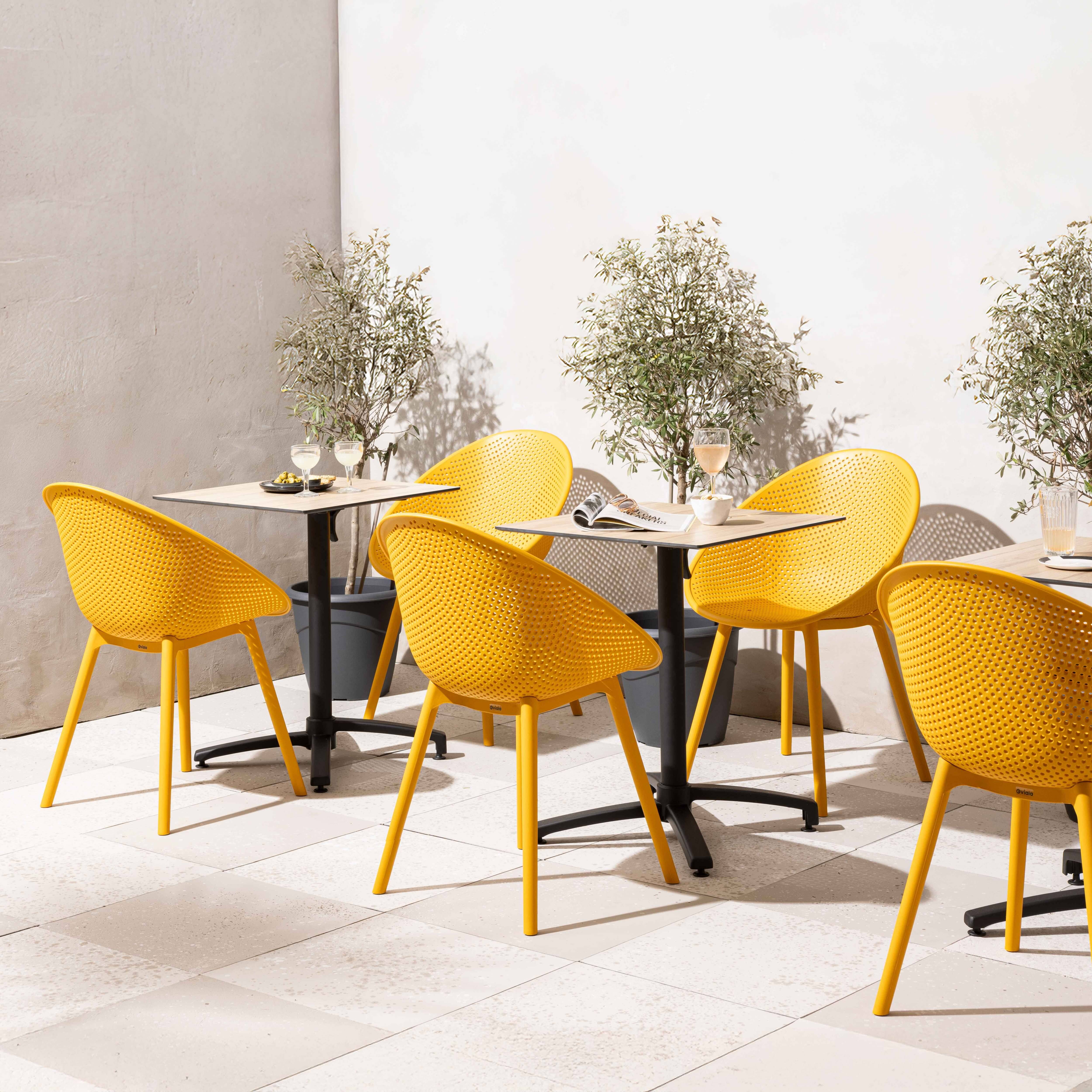 Oviala - Lot de 4 chaises de terrasse en plastique jaune moutarde Buda - Oviala - Imagen 4