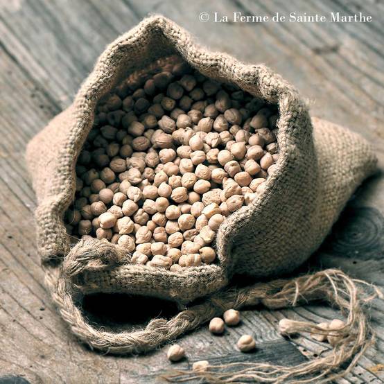Promesse de Fleurs - Pois chiche Pascia Bio - Ferme de Sainte Marthe le sachet de graines de 80 grammes