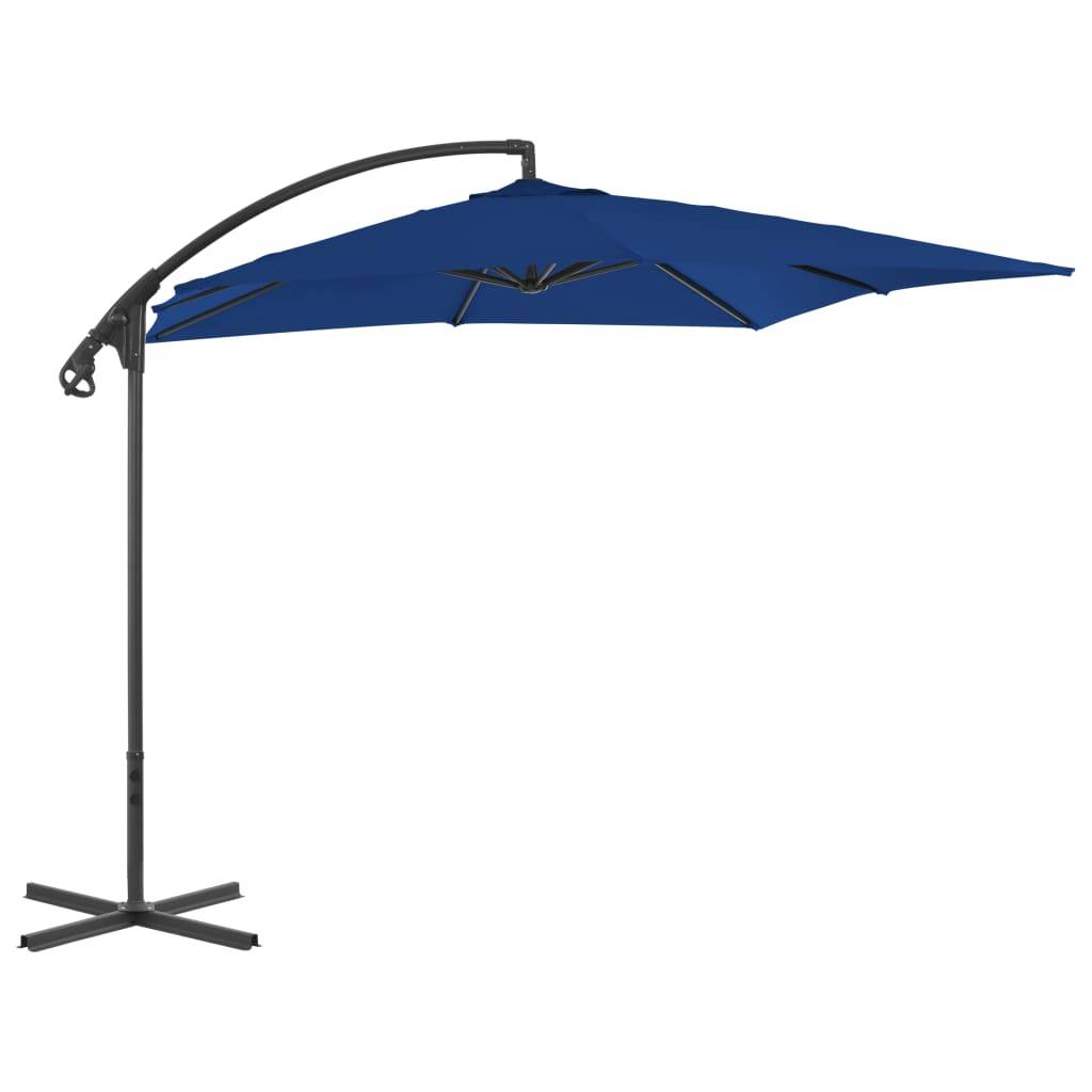 Helloshop26 - Parasol meuble de jardin déporté avec mât en acier 250 x 250 cm azuré - Imagen 2