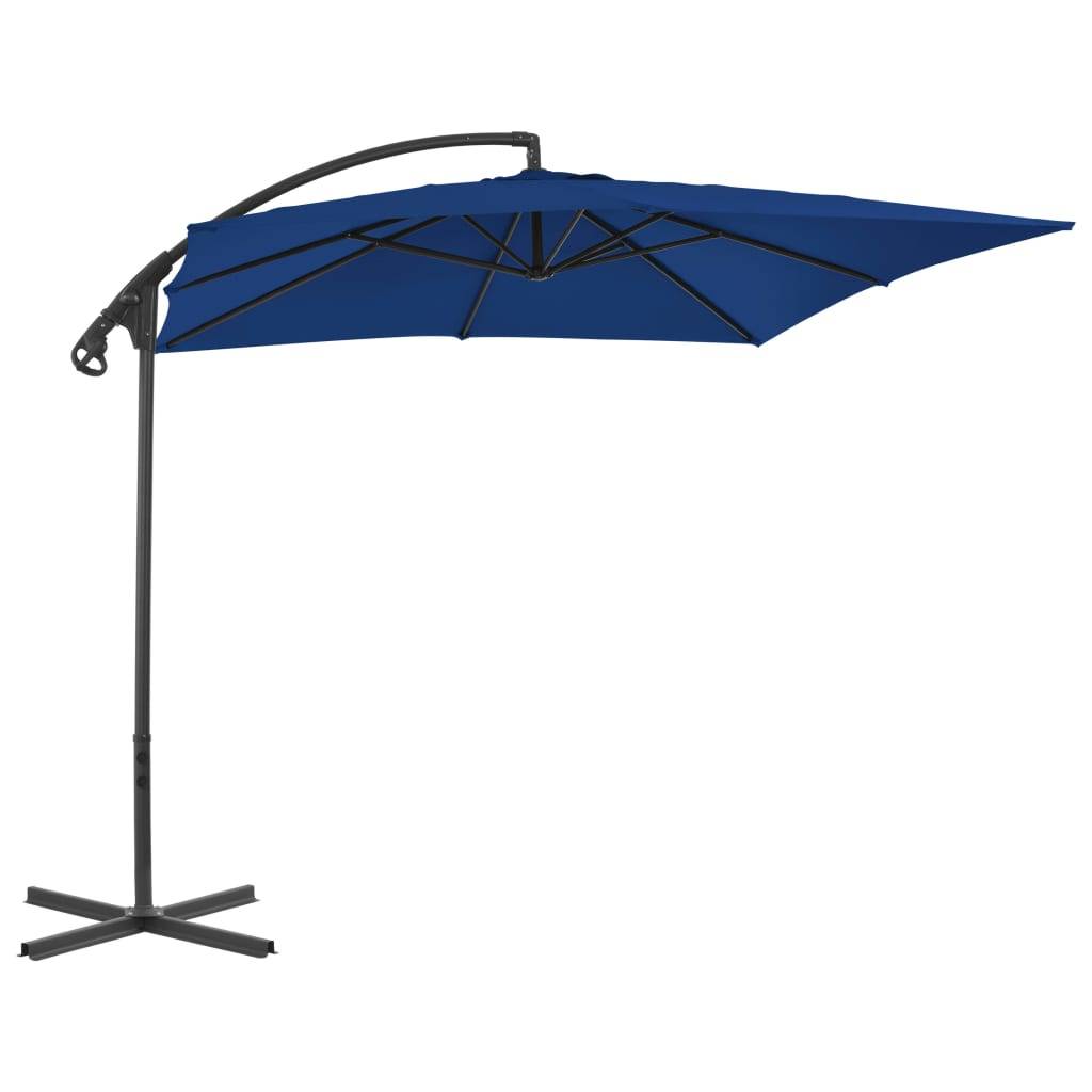 Helloshop26 - Parasol meuble de jardin déporté avec mât en acier 250 x 250 cm azuré - Imagen 1