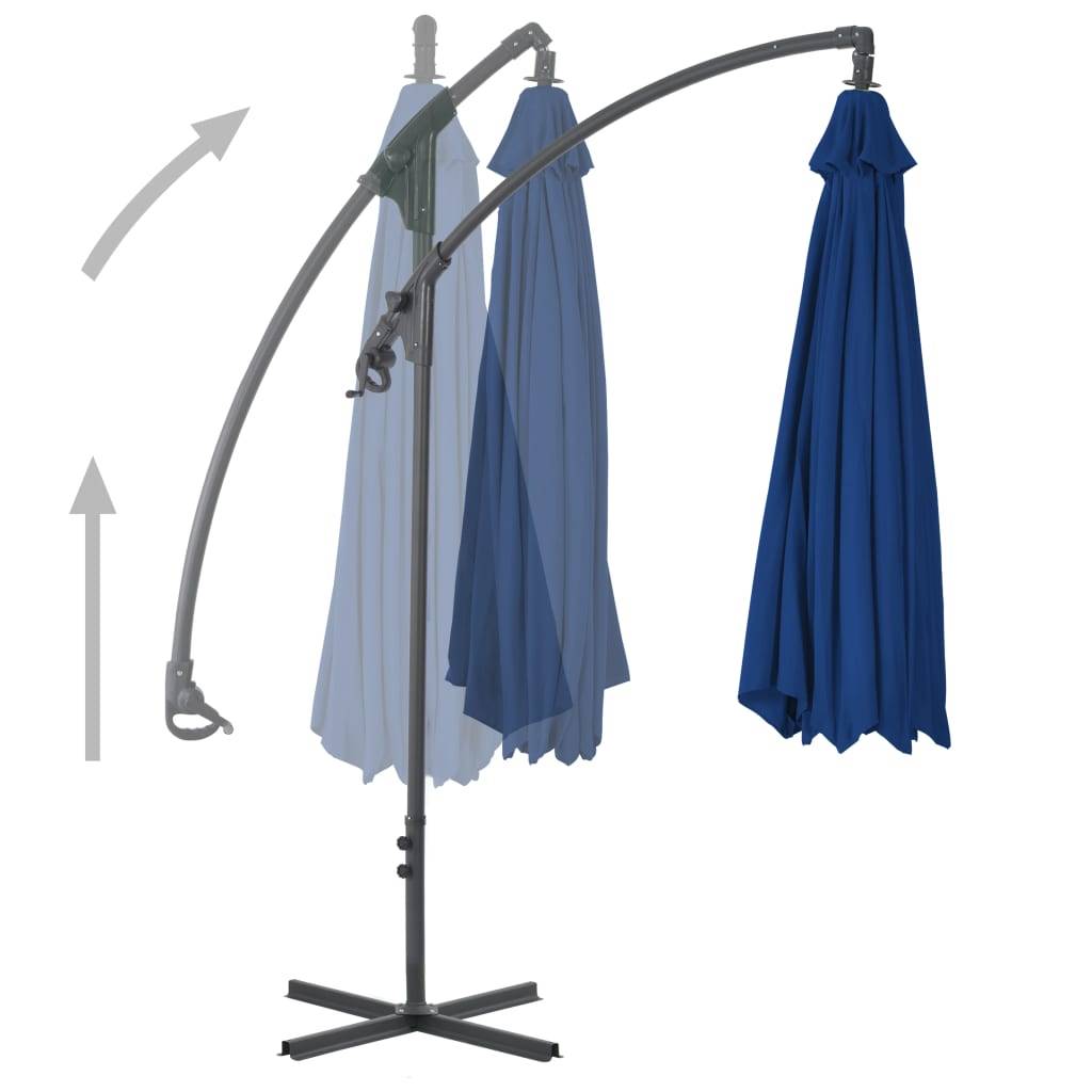 Helloshop26 - Parasol meuble de jardin déporté avec mât en acier 250 x 250 cm azuré - Imagen 3