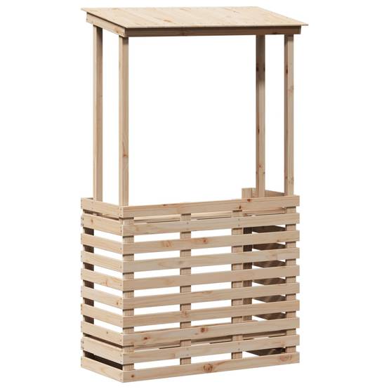 Table de bar extérieure bois massif avec toit 112,5 x 57 x 195,5 cm - PANGIVO - Image 2