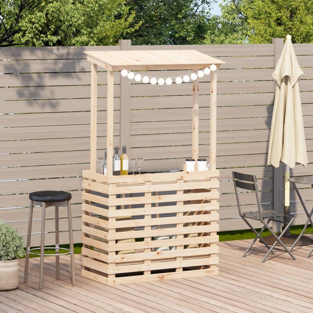 Table de bar extérieure bois massif avec toit 112,5 x 57 x 195,5 cm - PANGIVO - Image 3