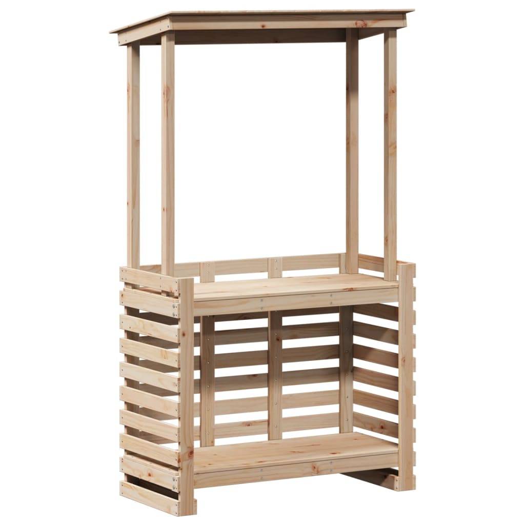 Table de bar extérieure bois massif avec toit 112,5 x 57 x 195,5 cm - PANGIVO - Image 6