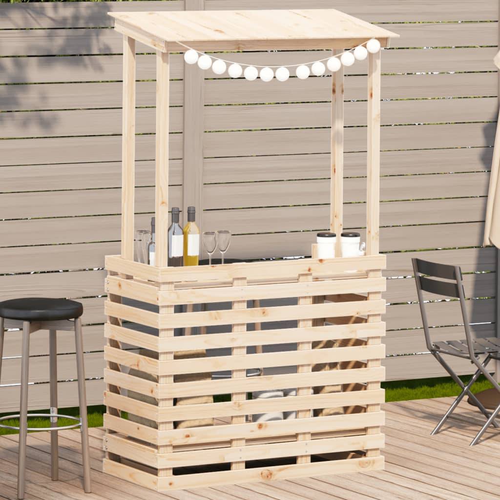 Table de bar extérieure bois massif avec toit 112,5 x 57 x 195,5 cm - PANGIVO - Image 1