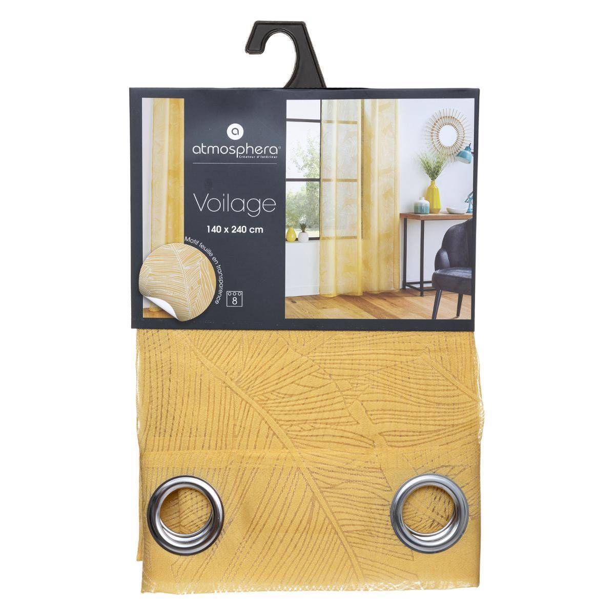 Atmosphera - Voilage "Devo" jaune moutarde 140x240cm - Atmosphera Créateur d'intérieur - Imagen 5