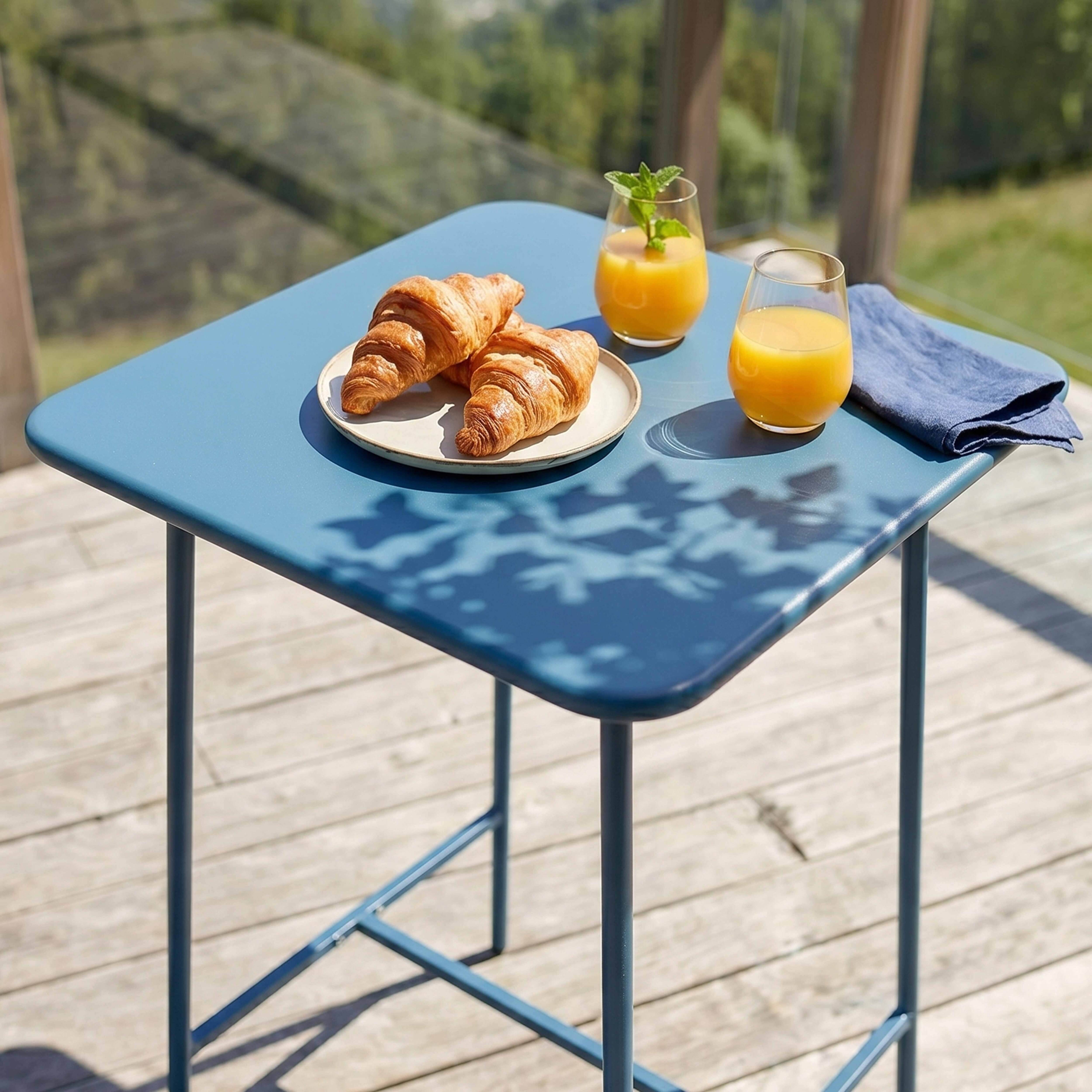 Oviala - Table haute de jardin carrée en acier bleu pacific Palavas - Oviala - Imagen 3