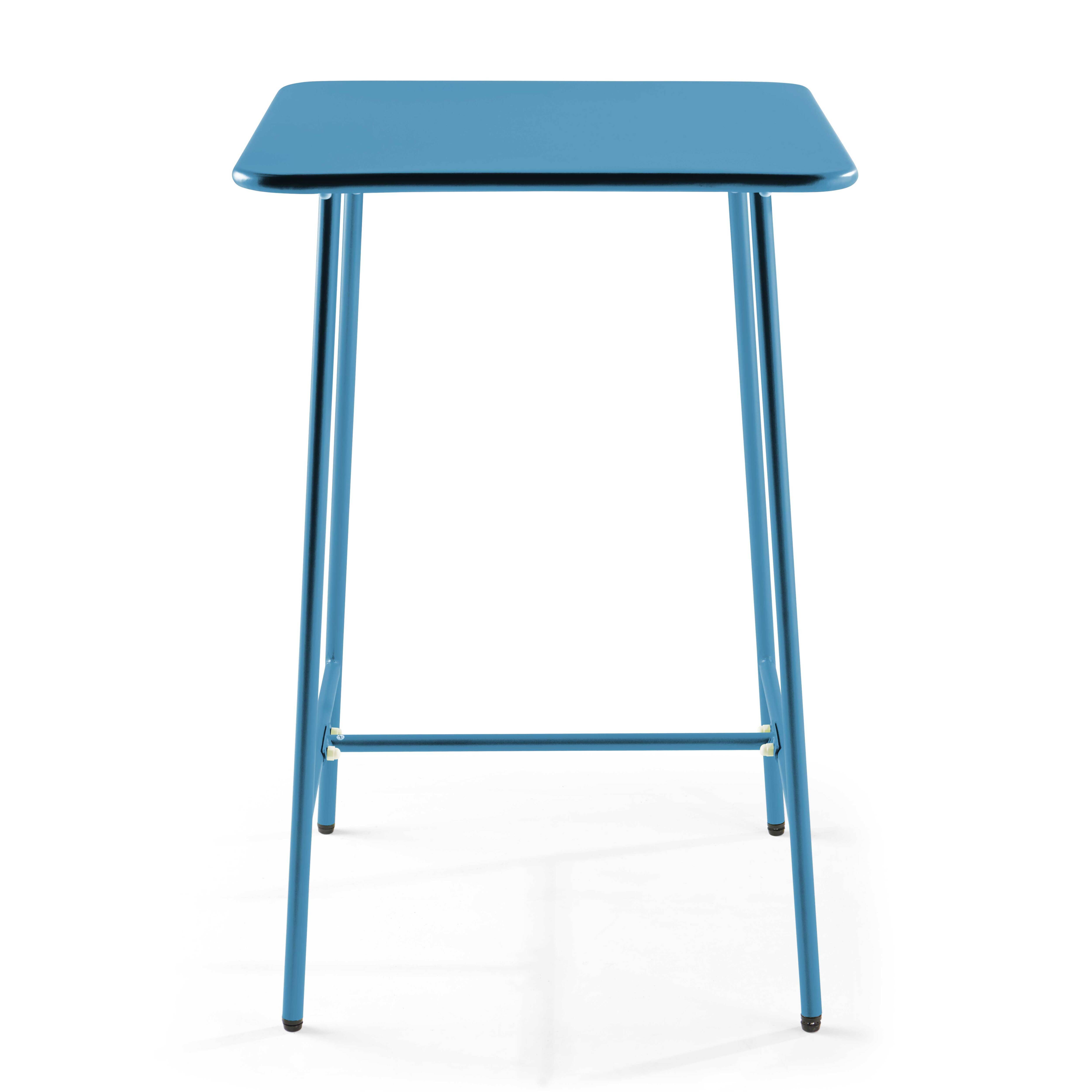 Oviala - Table haute de jardin carrée en acier bleu pacific Palavas - Oviala - Imagen 5